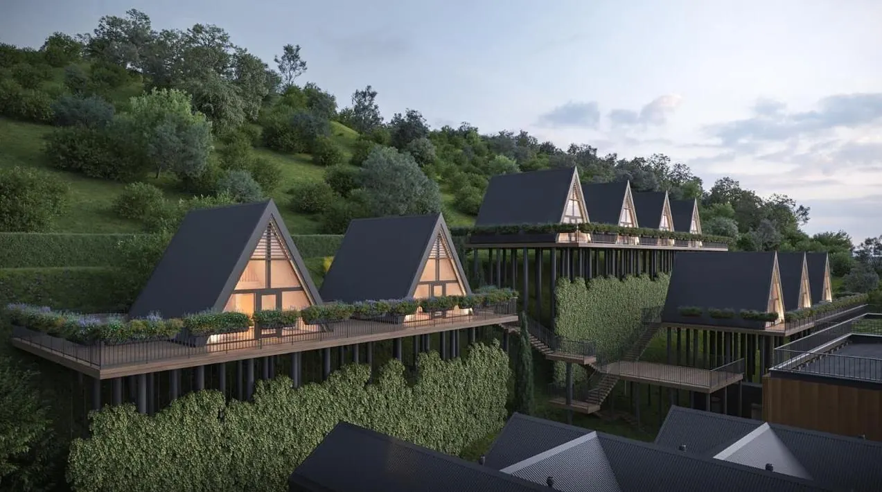 Ряд A-frame на склоне