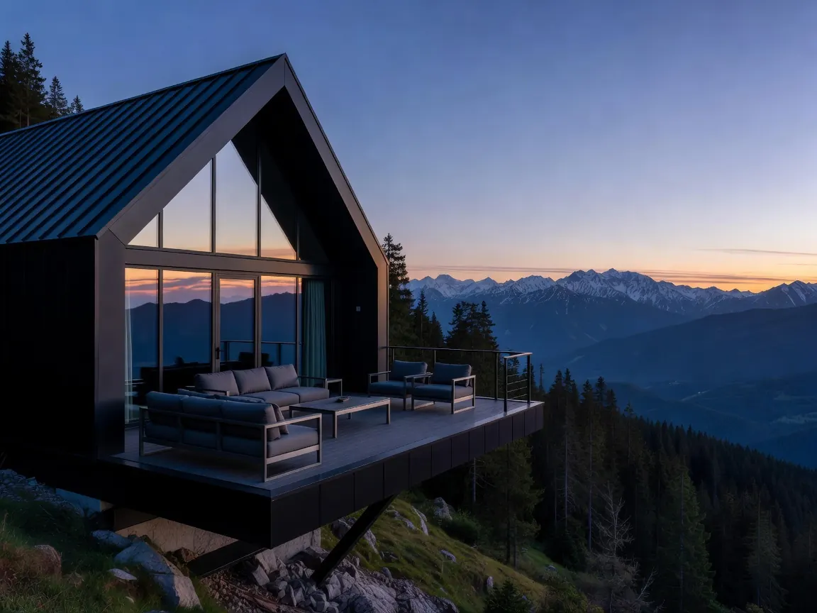 Видовая терраса A-frame с панорамой Кавказских хребтов